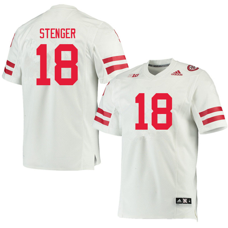 Men #18 Gage Stenger Nebraska Cornhuskers College Football Jerseys Sale-White - Click Image to Close